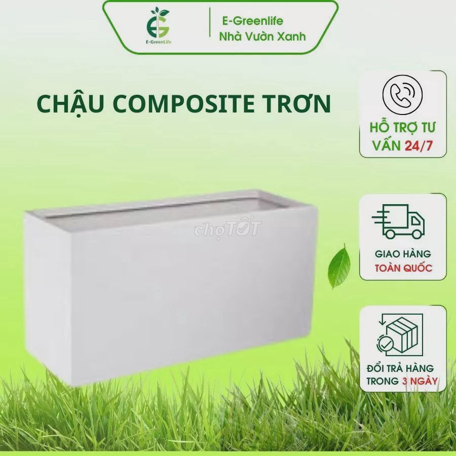 Chậu trồng cây E-GreenLife Composite Trắng. Mua bán Cây cảnh, đồ trang trí tại Quận Bắc Từ Liêm Hà Nội được đăng bởi EGreenlife nhà vườn xanh hình 1