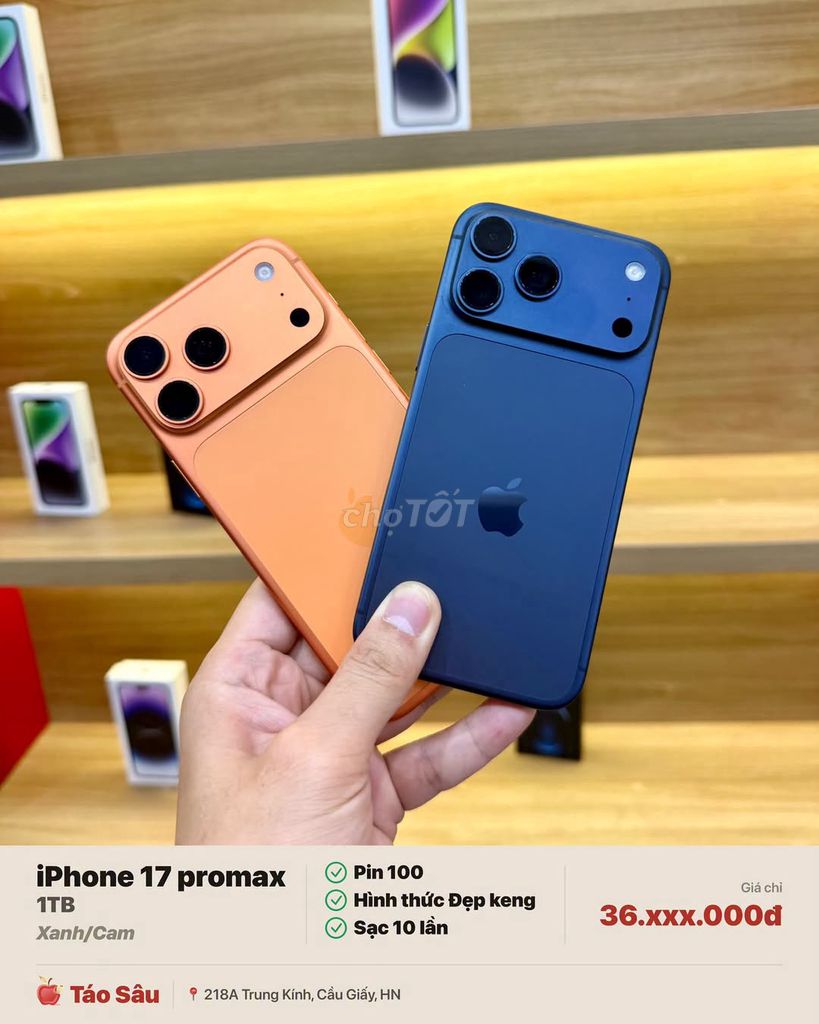 Apple iPhone 17 Pro Max 1TB Xanh/Cam 100%. Mua bán Điện thoại tại Quận Cầu Giấy Hà Nội được đăng bởi Hội Đồ Điện Tử hình 1