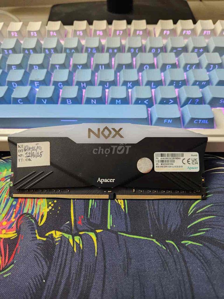RAM Apacer NOX LED RGB 8GB 3200MHz Đen. Mua bán Linh kiện (RAM, Card...) tại Quận Bình Tân Tp Hồ Chí Minh được đăng bởi Anh Thư hình 1