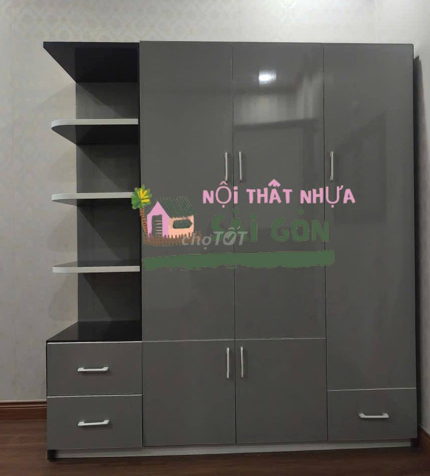 Tủ quần áo Nhựa Đài Loan Xám 1m8x1m45. Mua bán Tủ, kệ gia đình tại Quận 10 Tp Hồ Chí Minh được đăng bởi Cửa Hàng Nội Thất hình 1