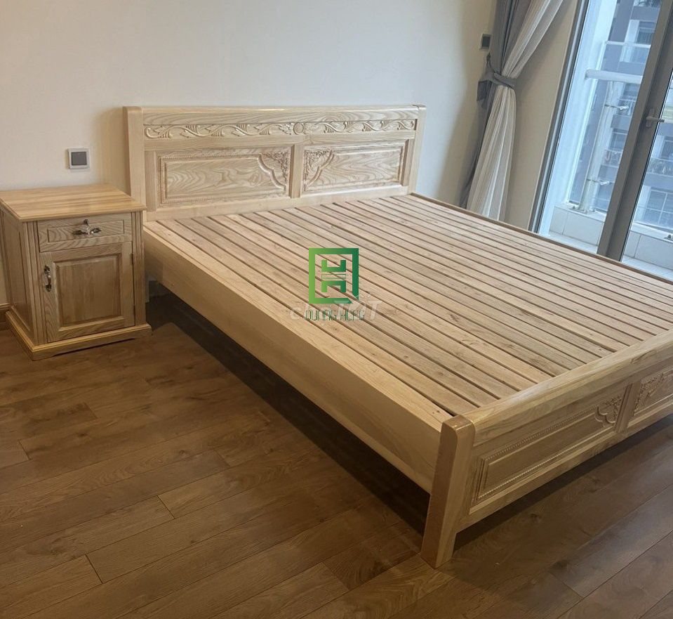Giường ngủ Quang Hùng Gỗ sồi 1m2x2m. Mua bán Giường, chăn ga gối nệm tại Huyện Đức Hòa Long An được đăng bởi Nội Thất Quang Hùng TD hình 1