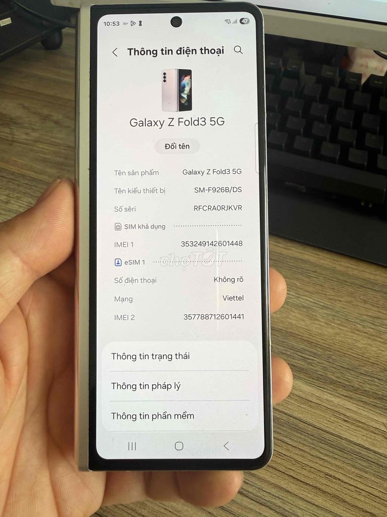 Samsung Galaxy Z Fold3 5G 256GB Hồng Hư màn trong. Mua bán Điện thoại tại Thành phố Thuận An Bình Dương được đăng bởi trọng nhân hình 1
