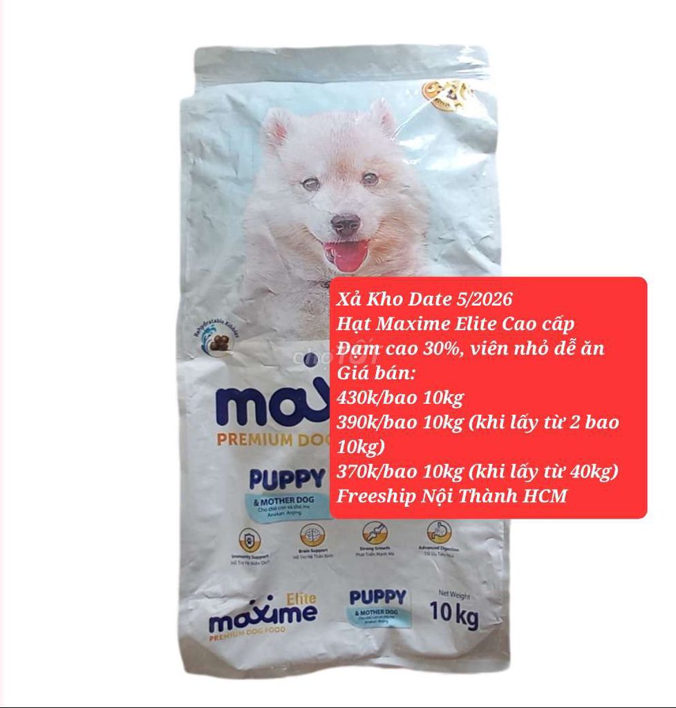Freeship 430k/10kg thức ăn chó con Maxime Elite. Mua bán Phụ kiện, Thức ăn, Dịch vụ tại Huyện Nhà Bè Tp Hồ Chí Minh được đăng bởi Hanh hình 1