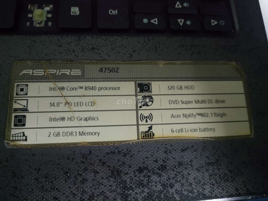 Acer Aspire 4750Z B940 14 inch 2GB/320GB. Mua bán Laptop tại Huyện Nhà Bè Tp Hồ Chí Minh được đăng bởi P N Ty hình 1