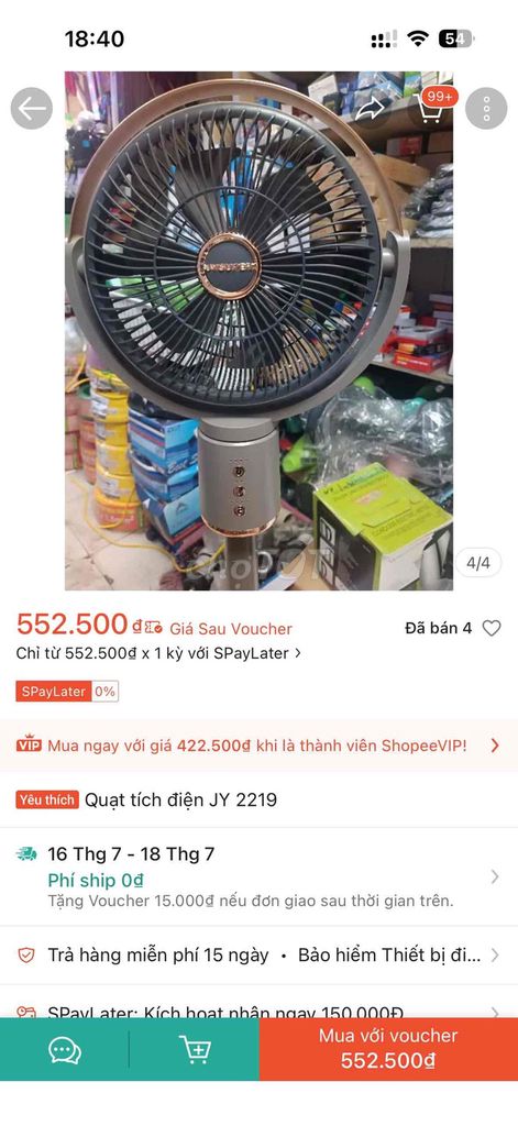 Quạt tích điện JY 2219 Xám. Mua bán Quạt tại Huyện Phong Điền Cần Thơ được đăng bởi Pin Đóng Cần Thơ hình 1