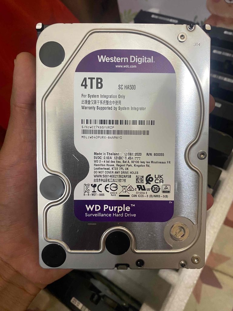 Ổ cứng hdd 4T  WD bóc máy Hàn Quốc BH36T