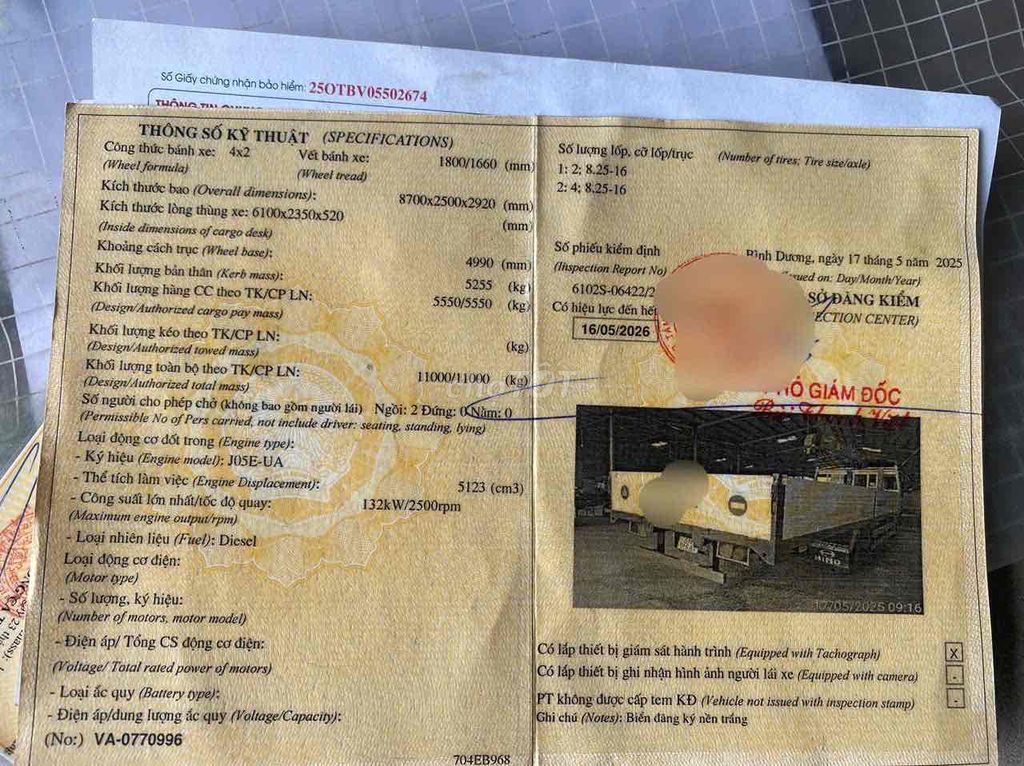 Hino Fc cẩu Xe một chủ mua mới  Sx 2020  Tải 5.5 t. Mua bán Xe tải, xe ben tại Thành phố Thuận An Bình Dương được đăng bởi Phung Truong hình 17