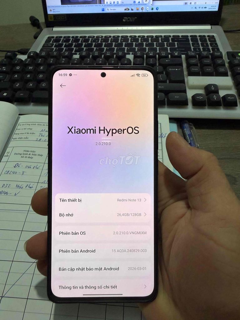 Xiaomi Redmi Note 13 8GB/128GB Đen. Mua bán Điện thoại tại Huyện Xuân Lộc Đồng Nai được đăng bởi Vũ hình 1