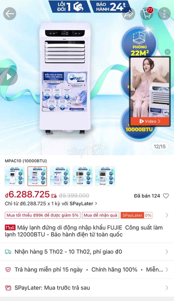 máy lạnh di động 1hp