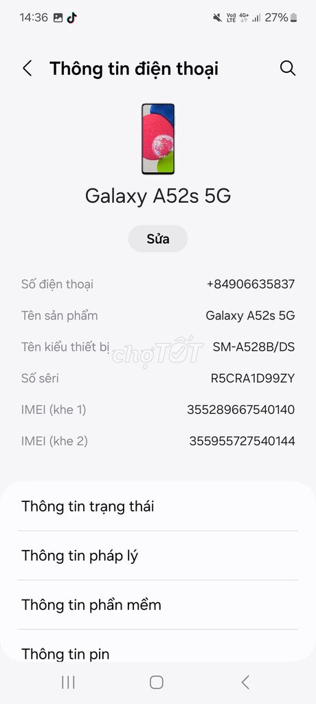 Samsung Galaxy A52s 5G Đã qua sử dụng. Mua bán Điện thoại tại Quận 12 Tp Hồ Chí Minh được đăng bởi vũ nguyễn bình toàn hình 1