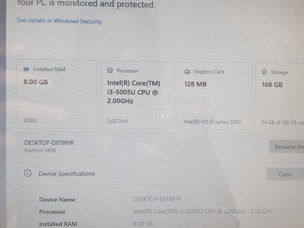 Dell Inspiron 3458 i3-5005U 8GB/168GB. Mua bán Laptop tại Thành phố Huế Thừa Thiên Huế được đăng bởi Nhân hình 1