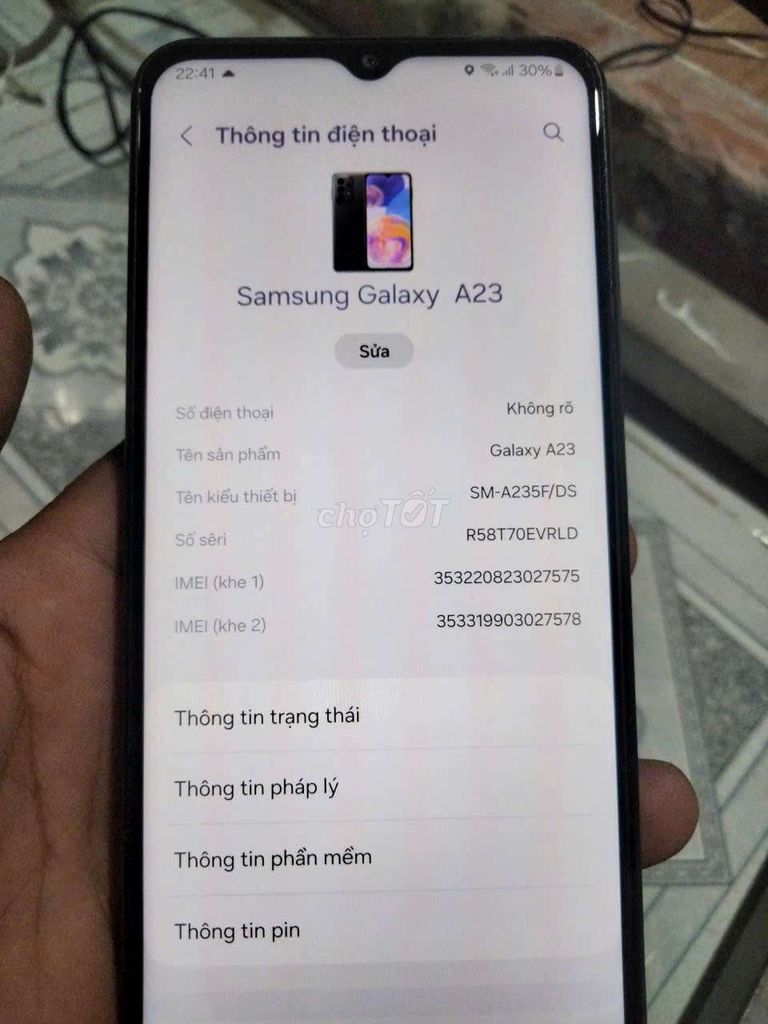 Samsung Galaxy A23 Đen. Mua bán Điện thoại tại Huyện Bến Lức Long An được đăng bởi tấn phát  hình 1