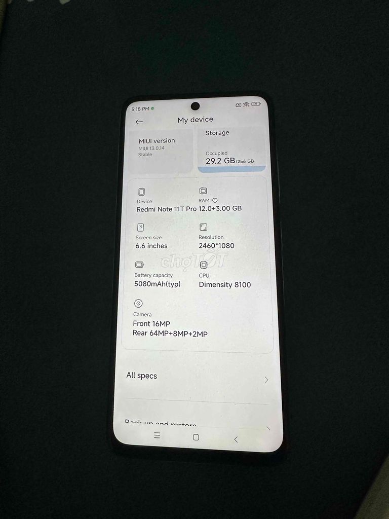 Xiaomi Redmi Note 11T Pro 256GB Xám 99.9%. Mua bán Điện thoại tại Quận Hoàng Mai Hà Nội được đăng bởi Boss Bảo hình 1
