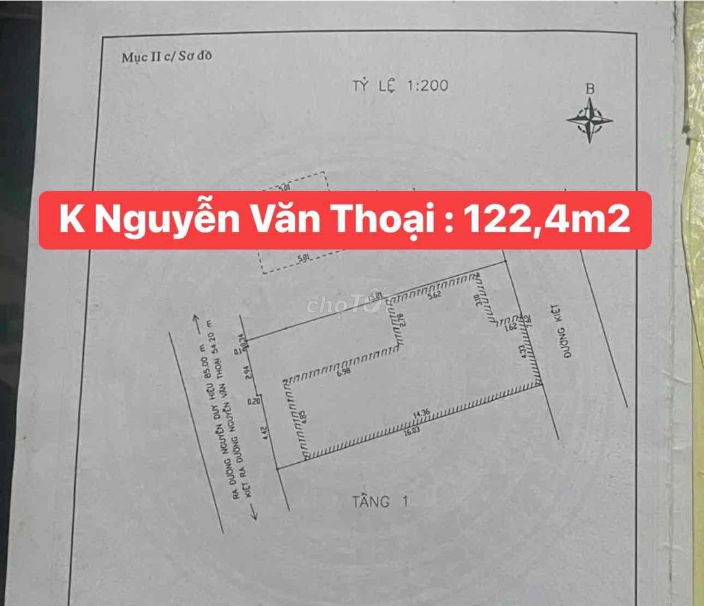 Cần bán đất 122,4m2 giá 9.x tỷ Sát Nguyễn Văn Thoại. Ngang 8m