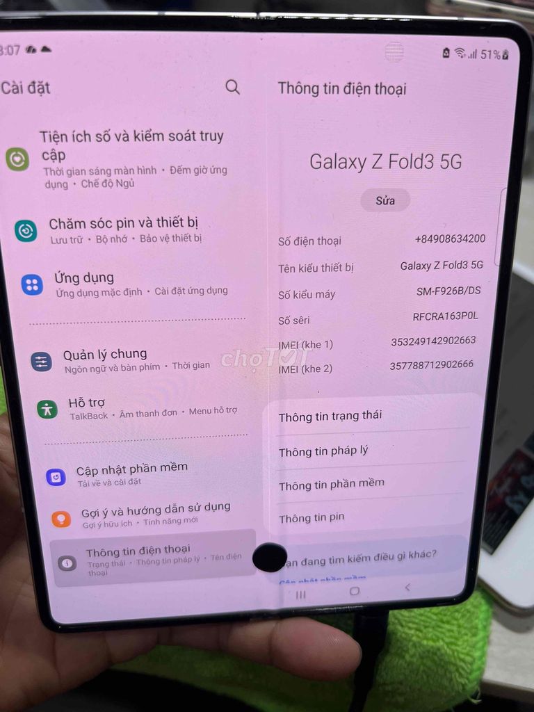 Samsung Galaxy Z Fold3 5G 256GB Bạc. Mua bán Điện thoại tại Quận 10 Tp Hồ Chí Minh được đăng bởi Vi Tính Anh Vũ hình 1
