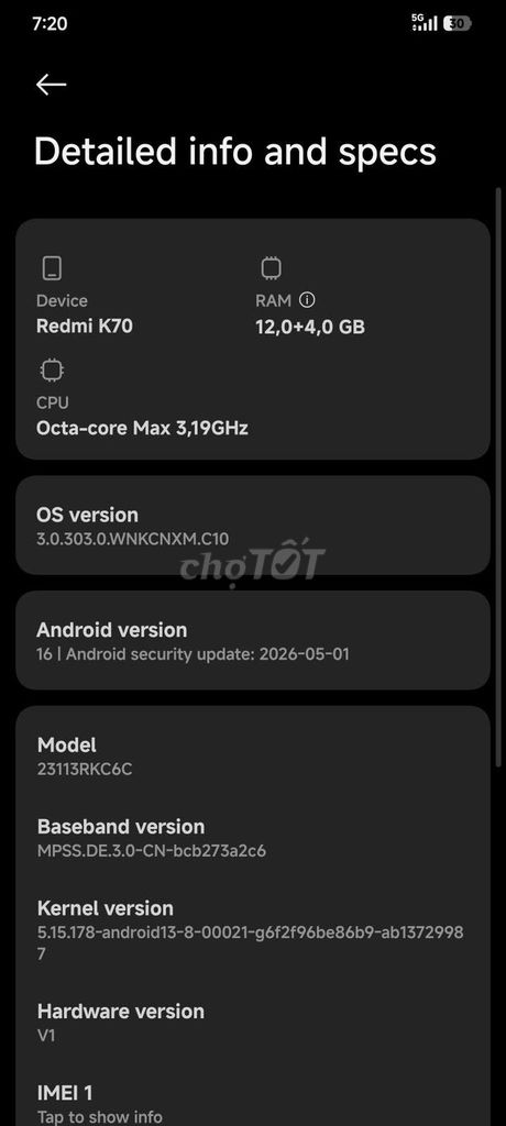 Xiaomi Redmi K70 12GB Octa-core Max 3.19GHz. Mua bán Điện thoại tại Quận 1 Tp Hồ Chí Minh được đăng bởi Hội Đồ Điện Tử hình 1