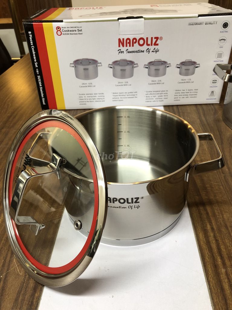 Bộ nồi Napoliz NA-CW06 METALIC Inox 304 - 3 đáy. Mua bán Dụng cụ nhà bếp tại Quận Tây Hồ Hà Nội được đăng bởi Phong Trinh hình 1