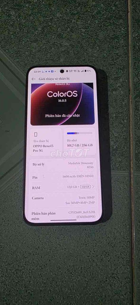 OPPO Reno 13 5G Đen 256GB. Mua bán Điện thoại tại Huyện Long Hồ Vĩnh Long được đăng bởi Thành Đạt hình 1