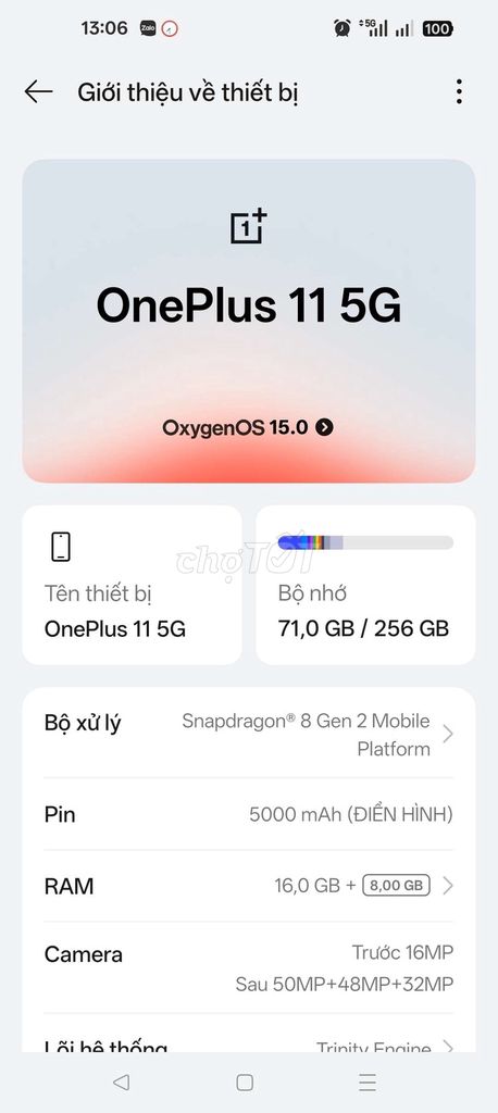 OnePlus 11 5G 16GB/256GB Snapdragon 8 Gen 2. Mua bán Điện thoại tại Thành phố Ninh Bình Ninh Bình được đăng bởi kembi hình 1