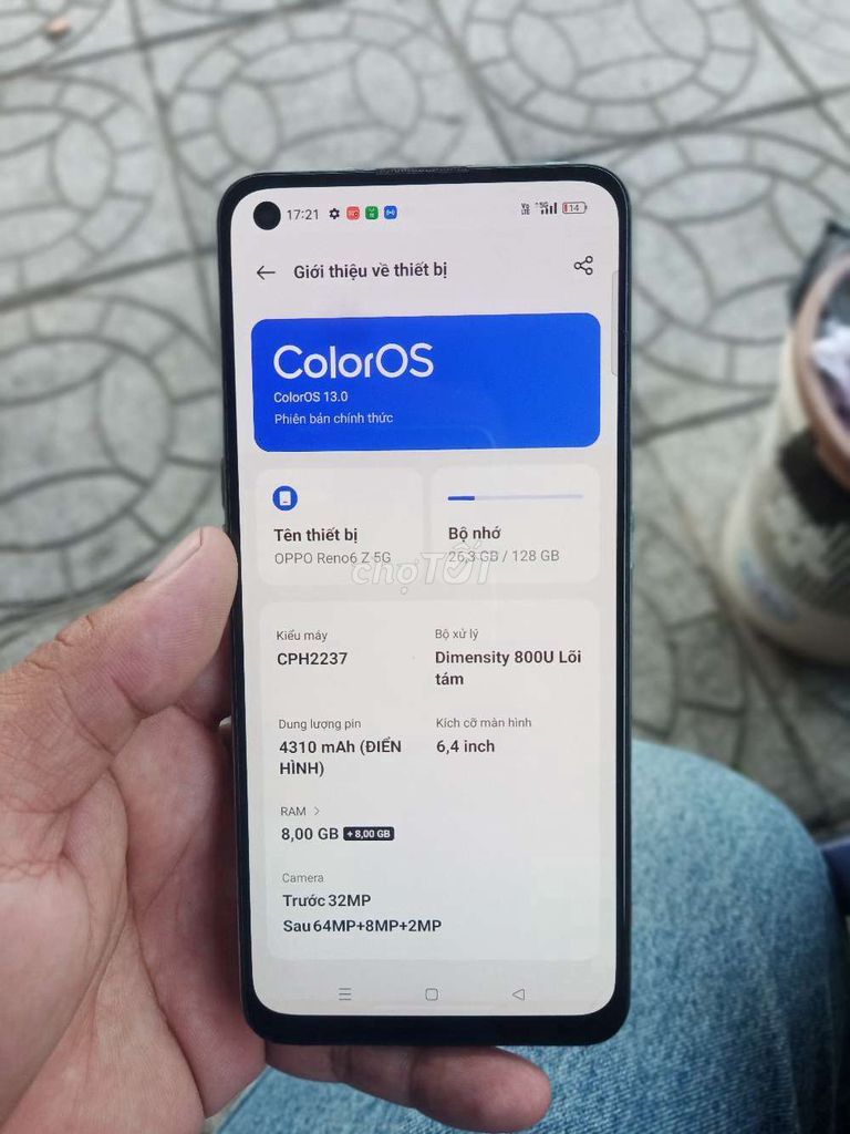 OPPO Reno 6z 5G 128GB Xanh. Mua bán Điện thoại tại Quận Ninh Kiều Cần Thơ được đăng bởi Mua bán trao đổi  hình 1