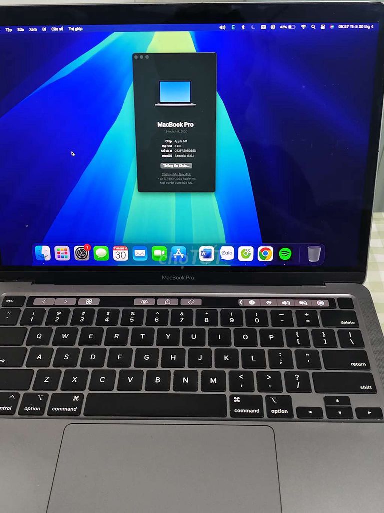 Apple MacBook Pro M1 2020 Xám 8GB/256GB. Mua bán Laptop tại Thành phố Huế Thừa Thiên Huế được đăng bởi Khang Nguyễn hình 1