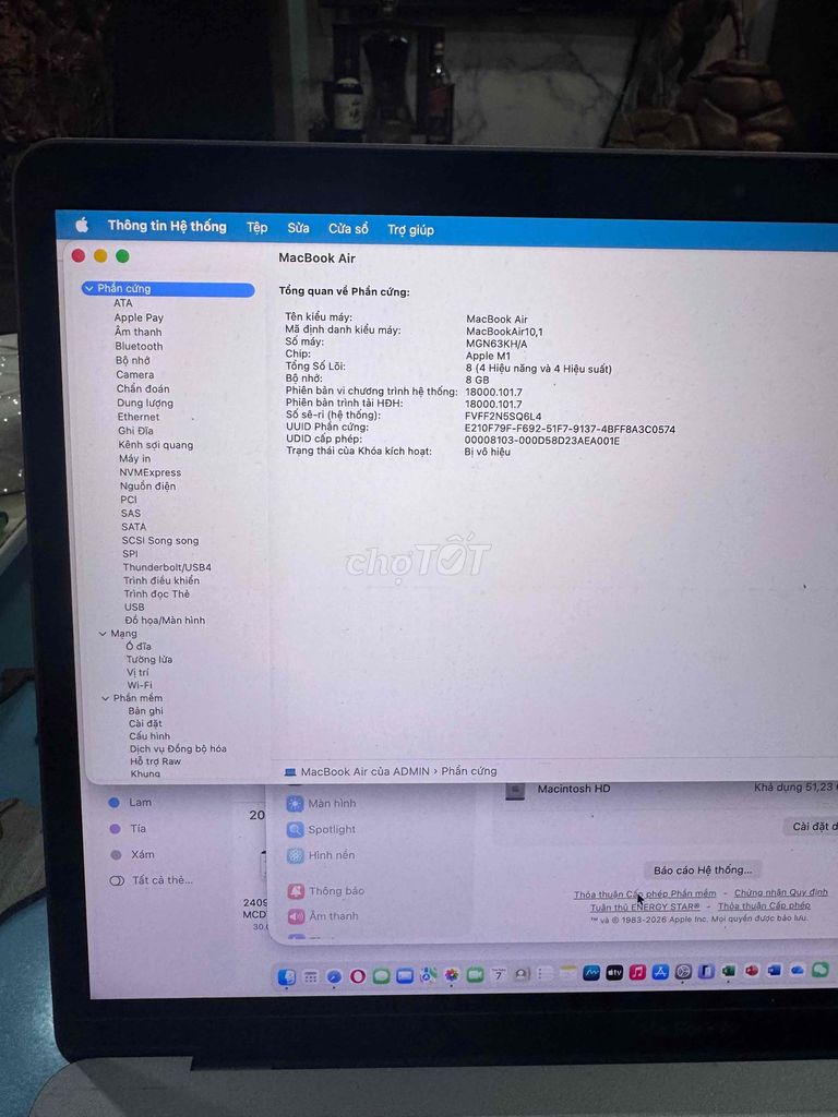 Apple MacBook Air M1 8GB/256GB 99%. Mua bán Laptop tại Huyện An Dương Hải Phòng được đăng bởi Luan Nguyen Thanh hình 1
