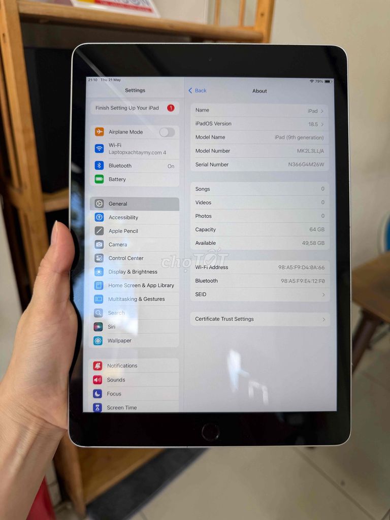 Apple iPad Gen 9 64GB Bạc Đã sử dụng. Mua bán Máy tính bảng tại Quận 10 Tp Hồ Chí Minh được đăng bởi Huyền Trang hình 1