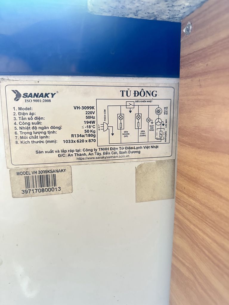 Tủ đông Sanaky VH-3099K Đỏ 50kg. Mua bán Tủ lạnh tại Quận Cẩm Lệ Đà Nẵng được đăng bởi Tran Duc hình 1
