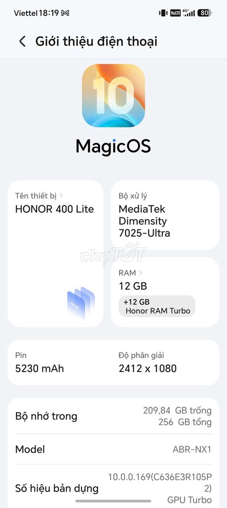 Honor 400 Lite 12GB/256GB. Mua bán Điện thoại tại Thành phố Sầm Sơn Thanh Hóa được đăng bởi Minhhoang hình 1