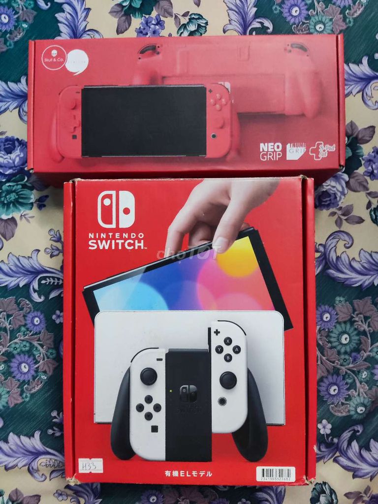 Switch OLED hack 256GB + Bộ Grip Skull&Co Đỏ