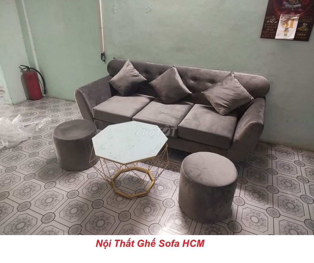 Bộ bàn ghế sofa băng 1m9 màu xanh nhung ở Sài Gòn. Mua bán Bàn ghế tại Quận 8 Tp Hồ Chí Minh được đăng bởi Thế Giới Sofa Phước Nguyễn hình 6