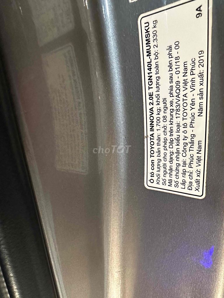 Toyota Innova E 2019 máy Rin. Mua bán Ô tô tại Huyện Bình Chánh Tp Hồ Chí Minh được đăng bởi Auto Hải Bình Chánh SG hình 3