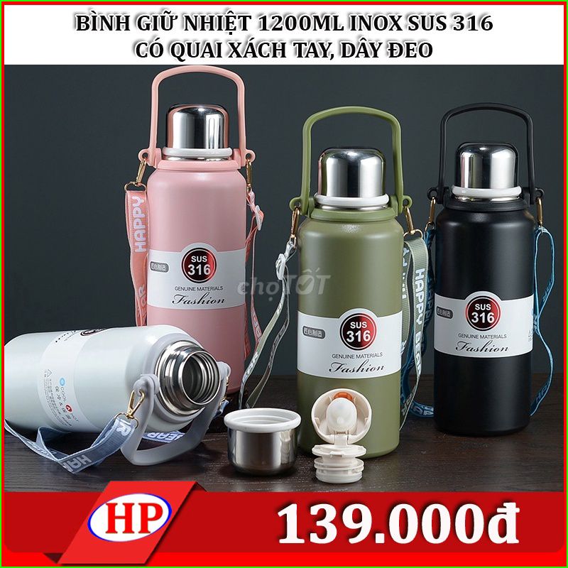 Bình giữ nhiệt Inox SUS 316 1200ml. Mua bán Nội thất, đồ gia dụng khác tại Quận Ninh Kiều Cần Thơ được đăng bởi GIA DỤNG VÀ ĐIỆN TỬ HIỆP PHÁT CẦN THƠ hình 1