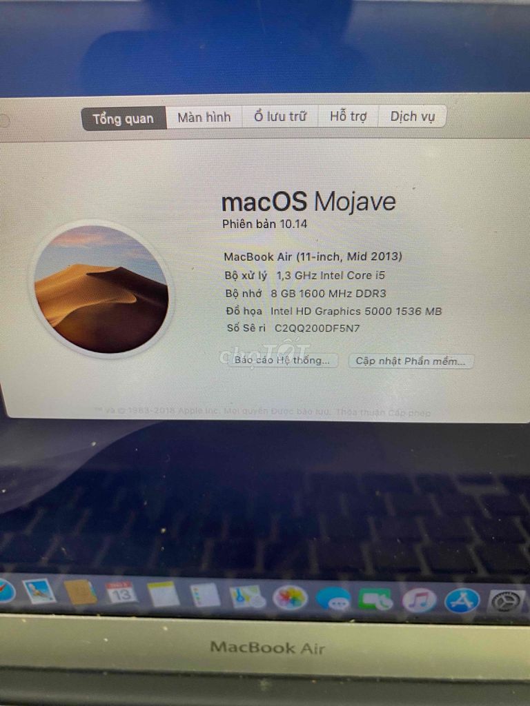 Apple MacBook Air 2013 i5 8GB/128GB. Mua bán Laptop tại Quận Hoàng Mai Hà Nội được đăng bởi Mac98 hình 1
