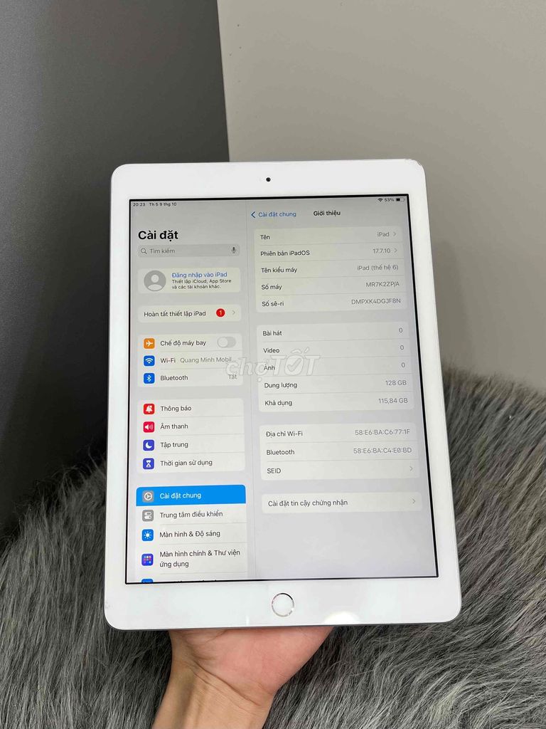 Ipad Gen 6 128GB mã ZP/A Pin 94% giá rẻeeee. Mua bán Máy tính bảng tại Quận Gò Vấp Tp Hồ Chí Minh được đăng bởi Quang Minh Mobile  hình 1