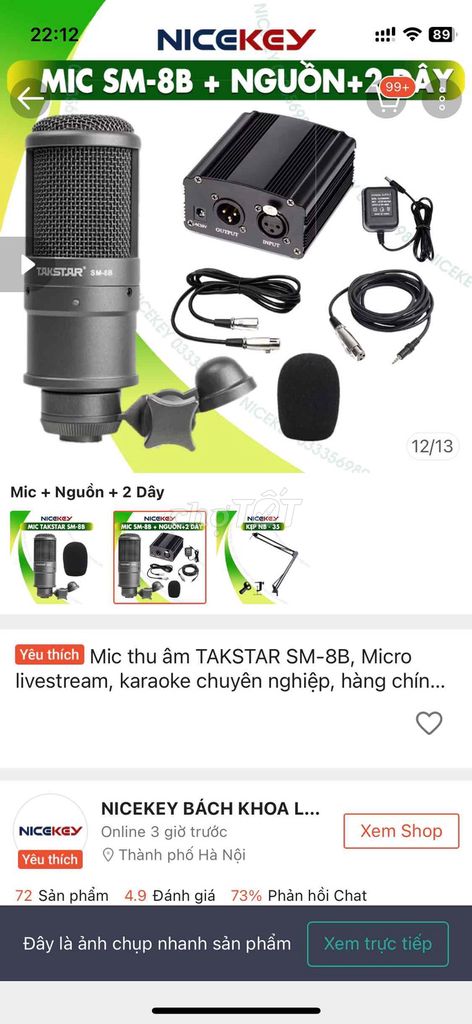 Micro thu âm Takstar SM-8B (gen1) + nguồn & 2 dây. Mua bán Tivi, Âm thanh tại Thành phố Biên Hòa Đồng Nai được đăng bởi Lana Võ hình 1