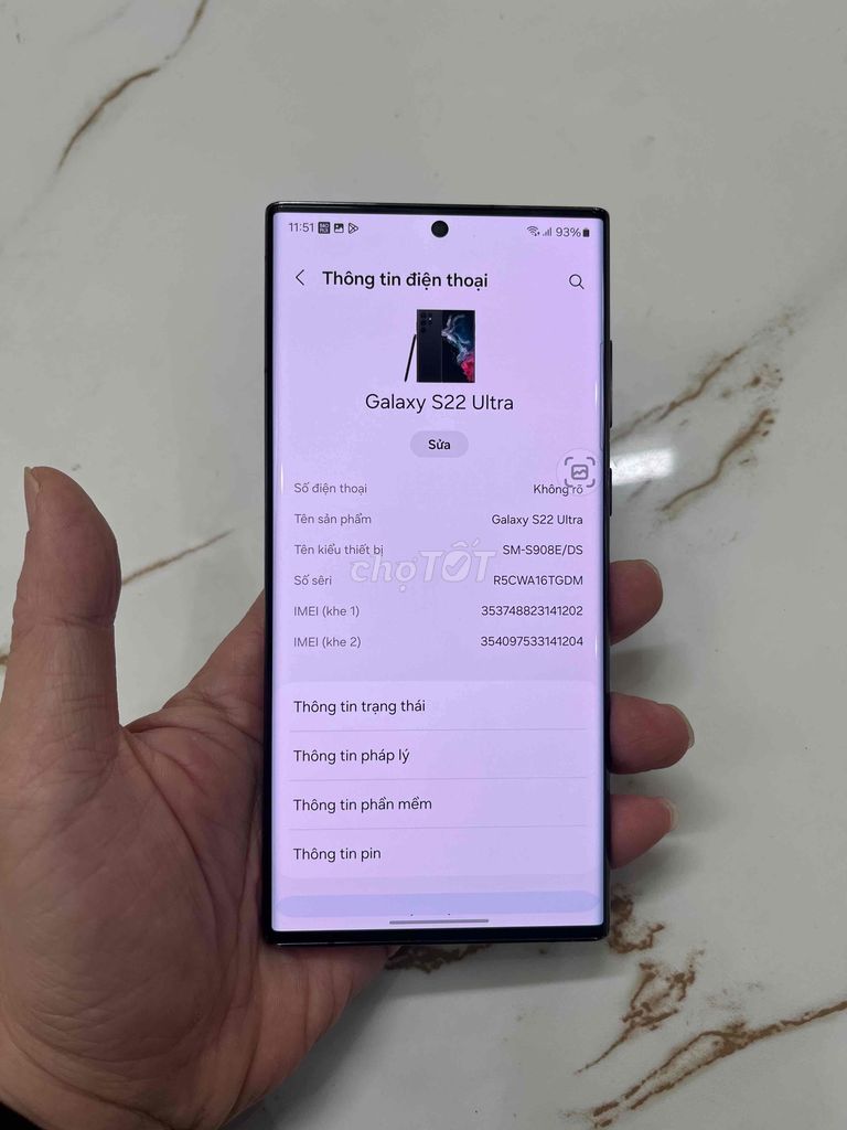 Bán Samsung S22 Ultra bản Việt 2 sim zin cũ