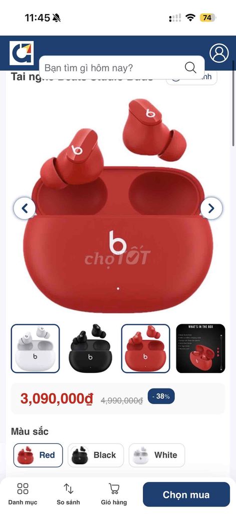 Tai nghe Beats Studio Buds Đỏ. Mua bán Tivi, Âm thanh tại Thành phố Thủ Đức Tp Hồ Chí Minh được đăng bởi Ngọc Anh hình 1