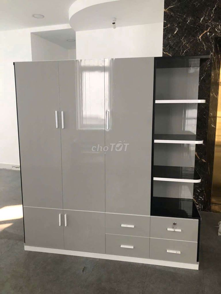 TỦ NHỰA 3 CÁNH 1 KỆ KHUNG MÀU ĐEN CÁNH XÁM . Mua bán Tủ, kệ gia đình tại Thành phố Biên Hòa Đồng Nai được đăng bởi Phương hoa hình 1