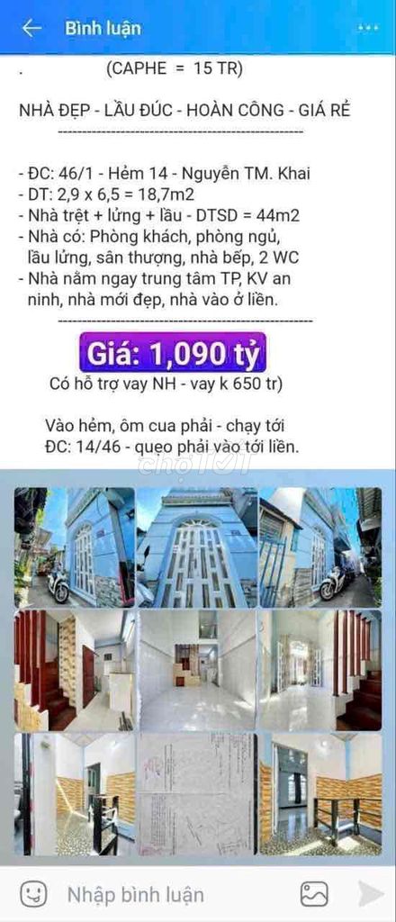 BÁN NHÀ HẺM 14 NGUYỄN THỊ MINH KHAI