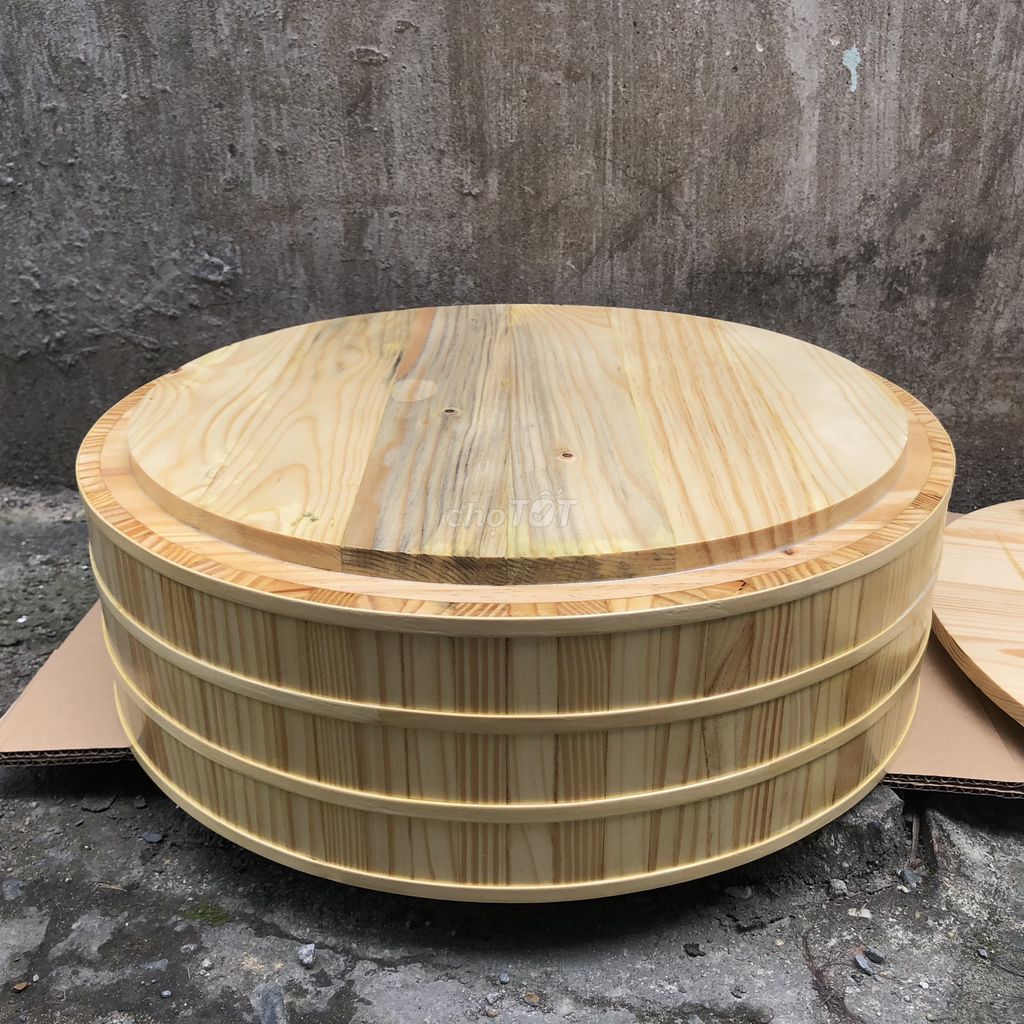 Thố gỗ đánh cơm sushi chuyên dụng Cao15cm Gỗ thông