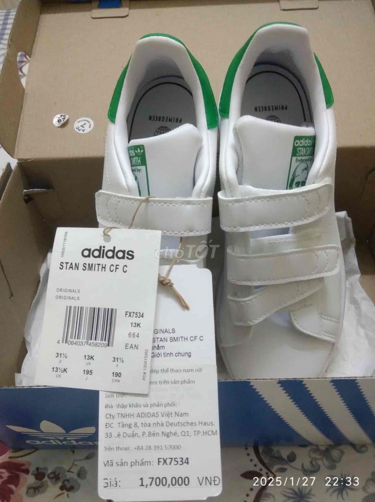 giầy adidas trẻ em hàng chính hãng đập hộp