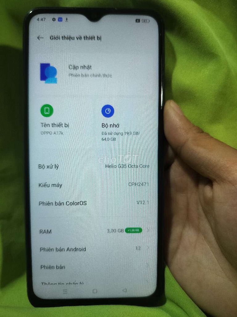 OPPO A17k 64GB Xanh. Mua bán Điện thoại tại Quận Nam Từ Liêm Hà Nội được đăng bởi Như Tâm hình 1