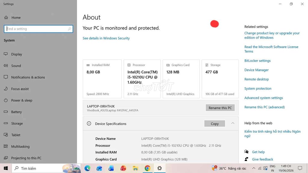 Asus Vivobook X412FA i5-10210U 8GB/477GB Bạc. Mua bán Laptop tại Thành phố Huế Thừa Thiên Huế được đăng bởi KN hình 1
