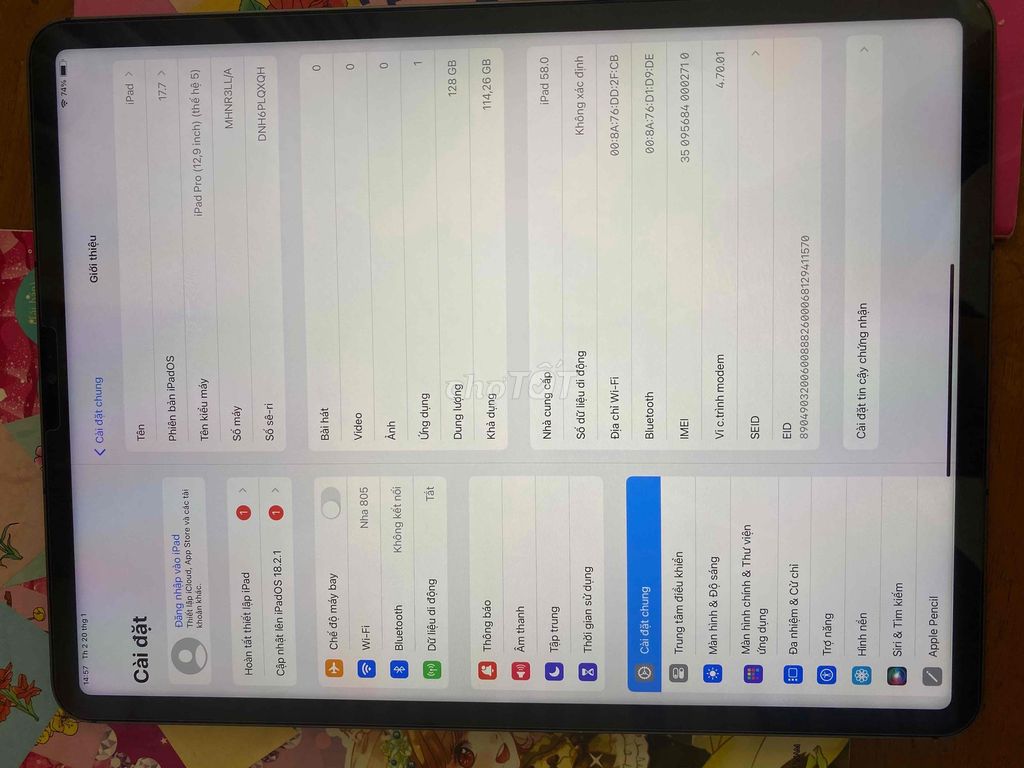 Em cần bán ipad pro m1 12.9 128g wiri 5g