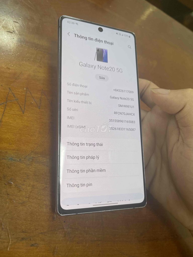 Samsung Galaxy Note 20 5G Xám Mỹ. Mua bán Điện thoại tại Quận Tân Bình Tp Hồ Chí Minh được đăng bởi TN Mart  hình 1
