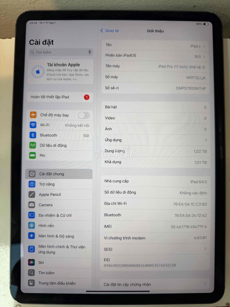 Apple iPad Pro 2020 1TB 5G Wifi Xám. Mua bán Máy tính bảng tại Huyện Thanh Trì Hà Nội được đăng bởi Lê Nguyễn Bảo Trâm hình 1