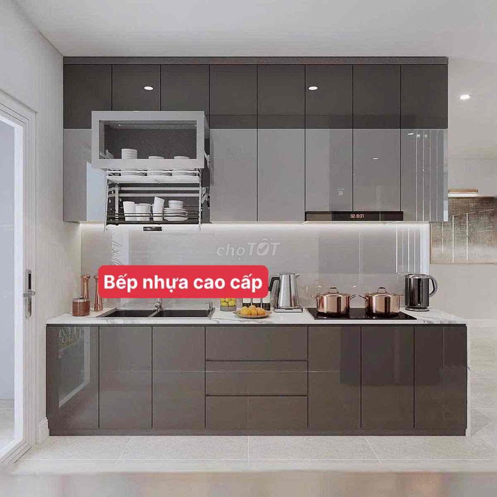 Tủ bếp Nhựa Acrylic Xám Hiện đại chống ẩm. Mua bán Tủ, kệ gia đình tại Quận 1 Tp Hồ Chí Minh được đăng bởi Nội Thất Phúc Trường An hình 1