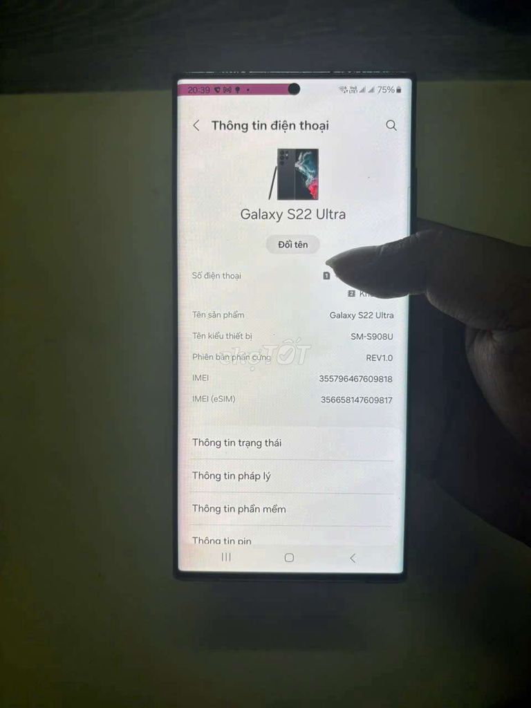 Samsung Galaxy S22 Ultra 512GB Đen. Mua bán Điện thoại tại Thành phố Thuận An Bình Dương được đăng bởi quỳnh như hình 1