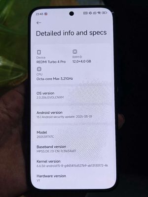 Redmi Turbo 4 PRO 12/256 Zin 99
Fullbox cl ốp sạc. Mua bán Điện thoại tại Quận Bình Thuỷ Cần Thơ được đăng bởi Evan